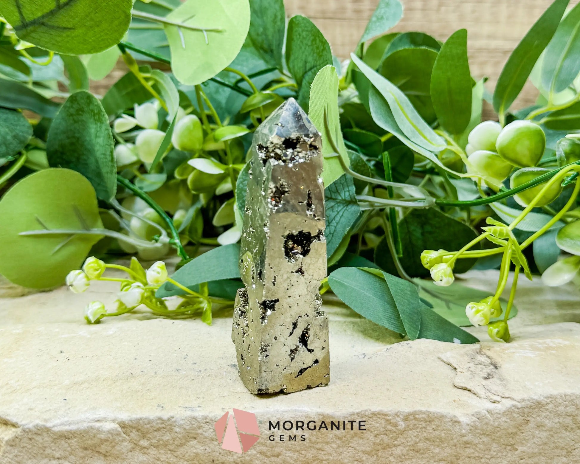 Polished Pyrite Crystal Tower Point No.1 (132g) - Direct Manifestation & Abundance Energy - Metaphysical Crystals
