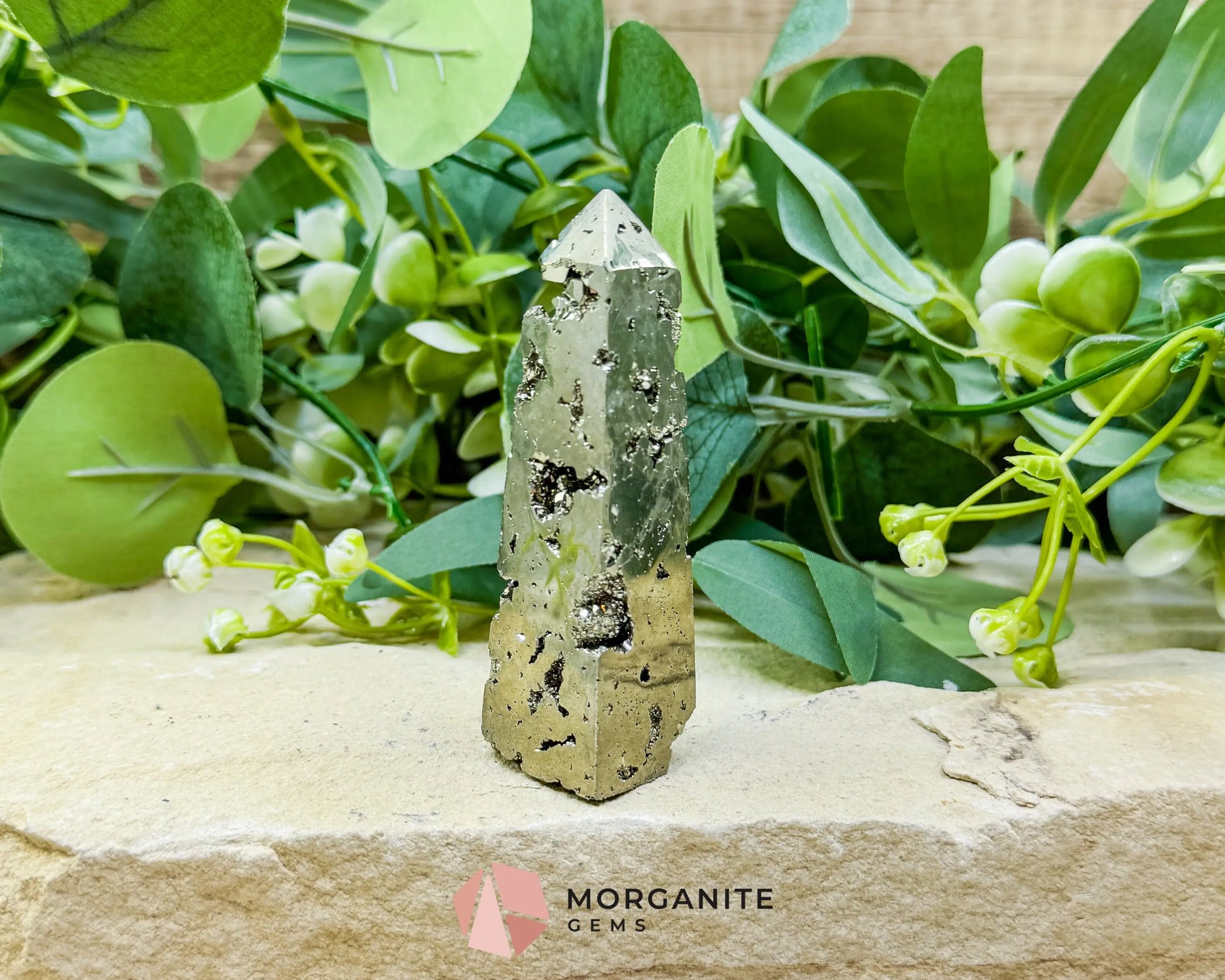 Polished Pyrite Crystal Tower Point No.1 (132g) - Direct Manifestation & Abundance Energy - Metaphysical Crystals