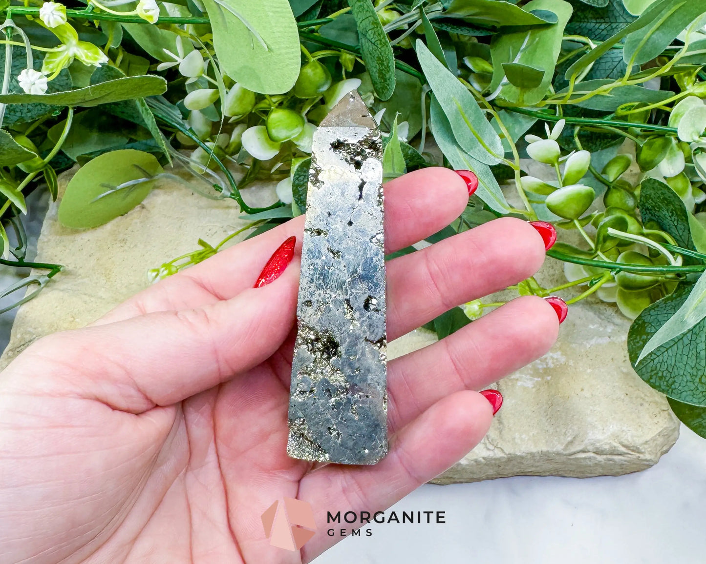 Polished Pyrite Crystal Tower Point No.1 (132g) - Direct Manifestation & Abundance Energy - Metaphysical Crystals