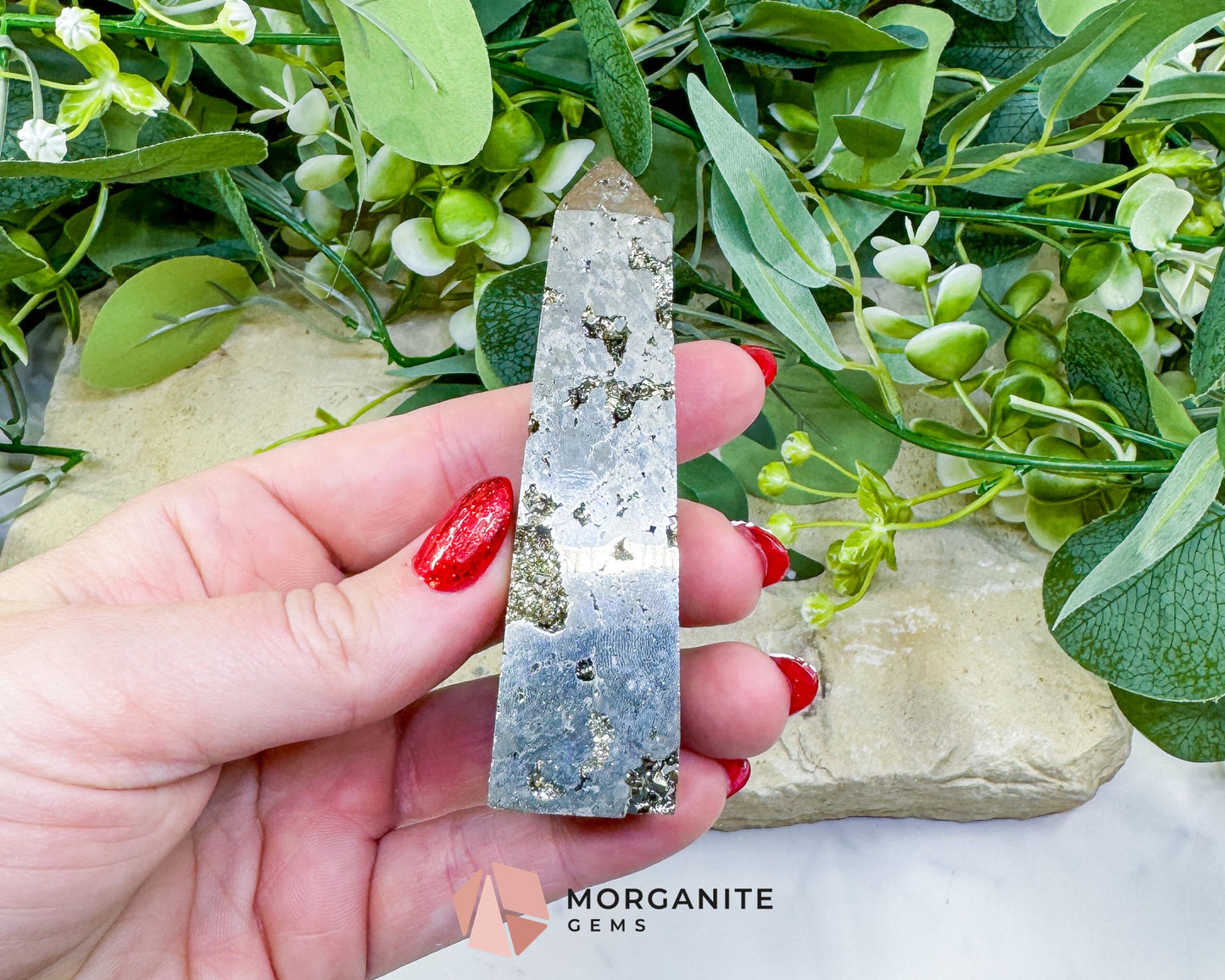 Polished Pyrite Crystal Tower Point No.1 (132g) - Direct Manifestation & Abundance Energy - Metaphysical Crystals