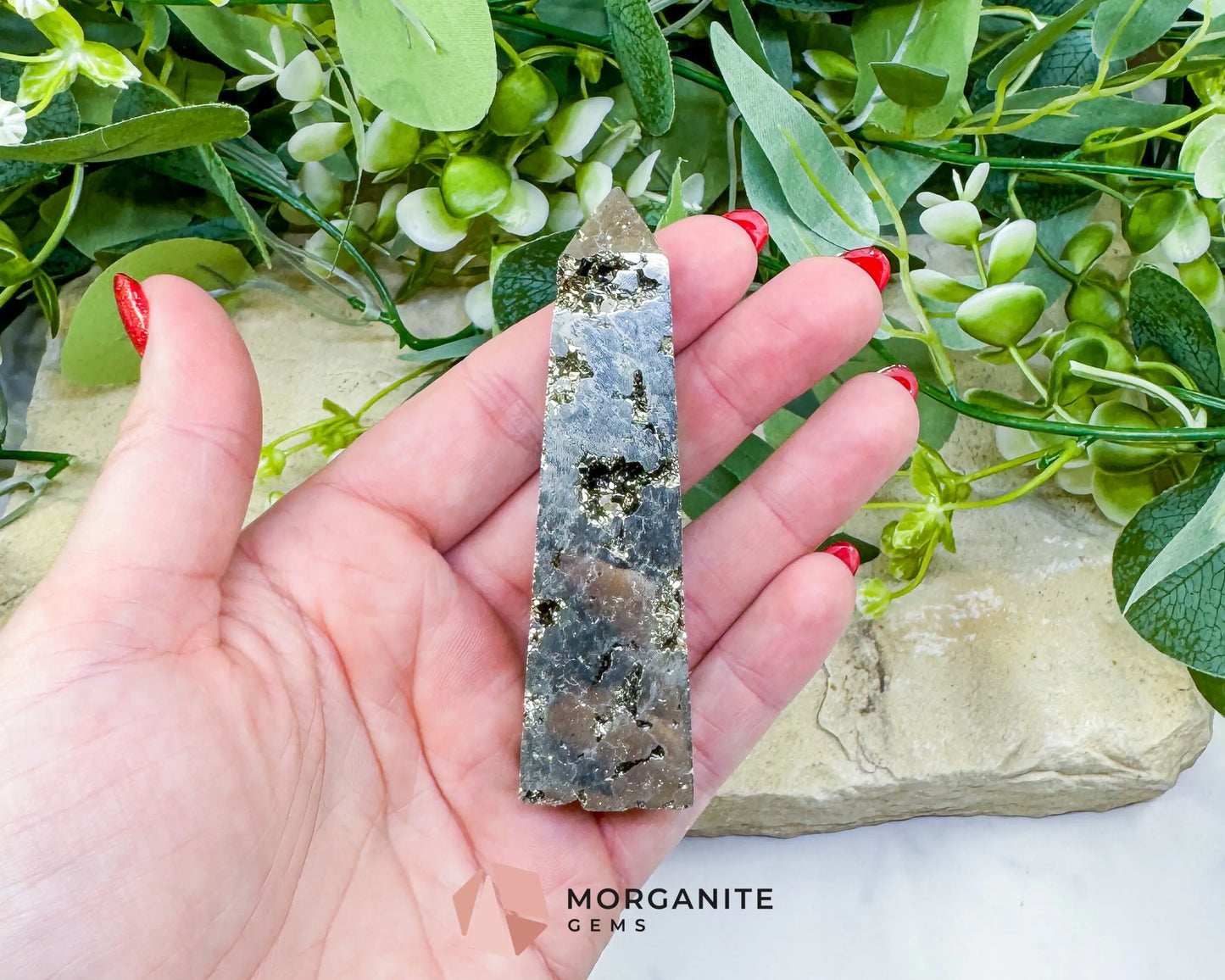 Polished Pyrite Crystal Tower Point No.1 (132g) - Direct Manifestation & Abundance Energy - Metaphysical Crystals