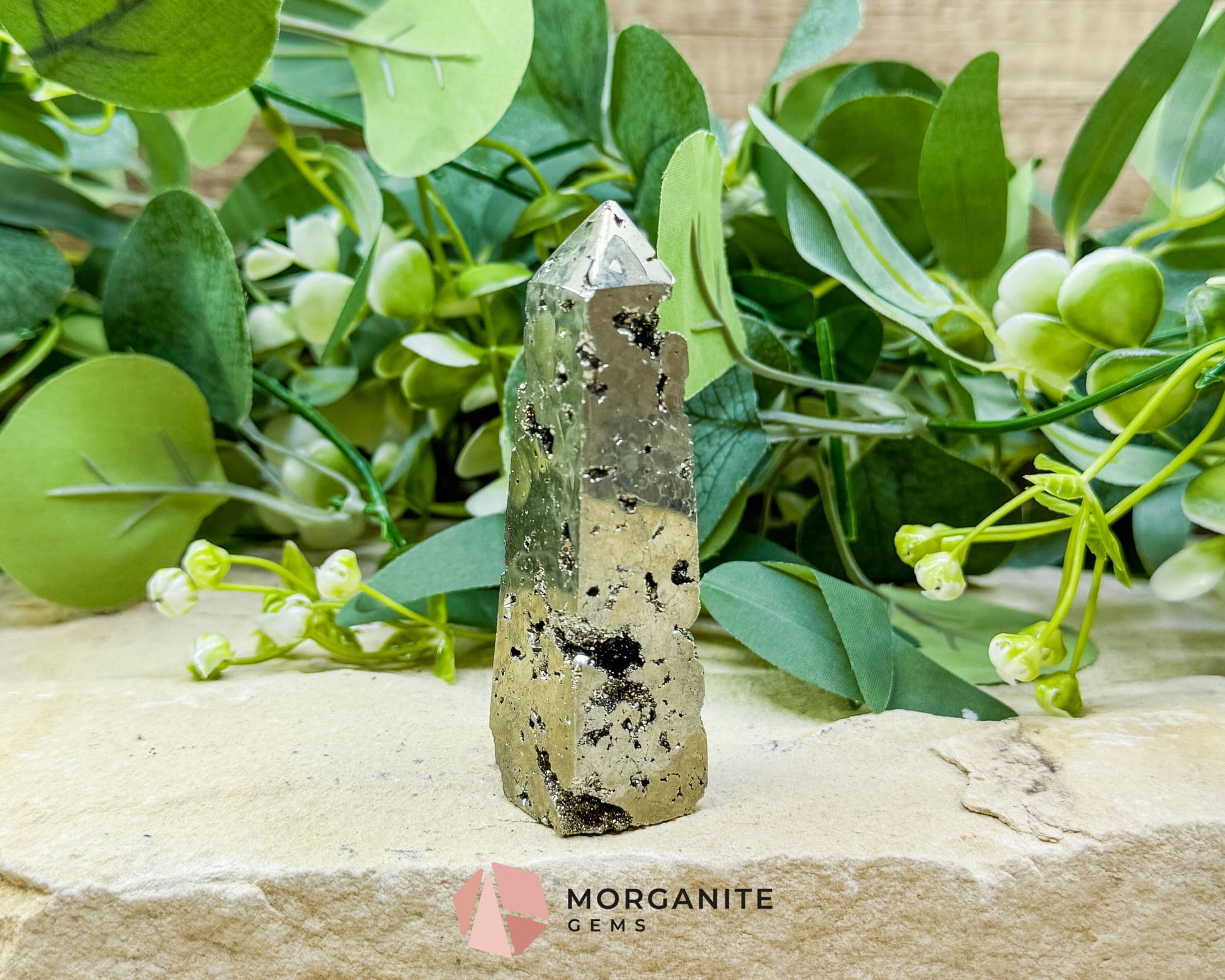 Polished Pyrite Crystal Tower Point No.1 (132g) - Direct Manifestation & Abundance Energy - Metaphysical Crystals
