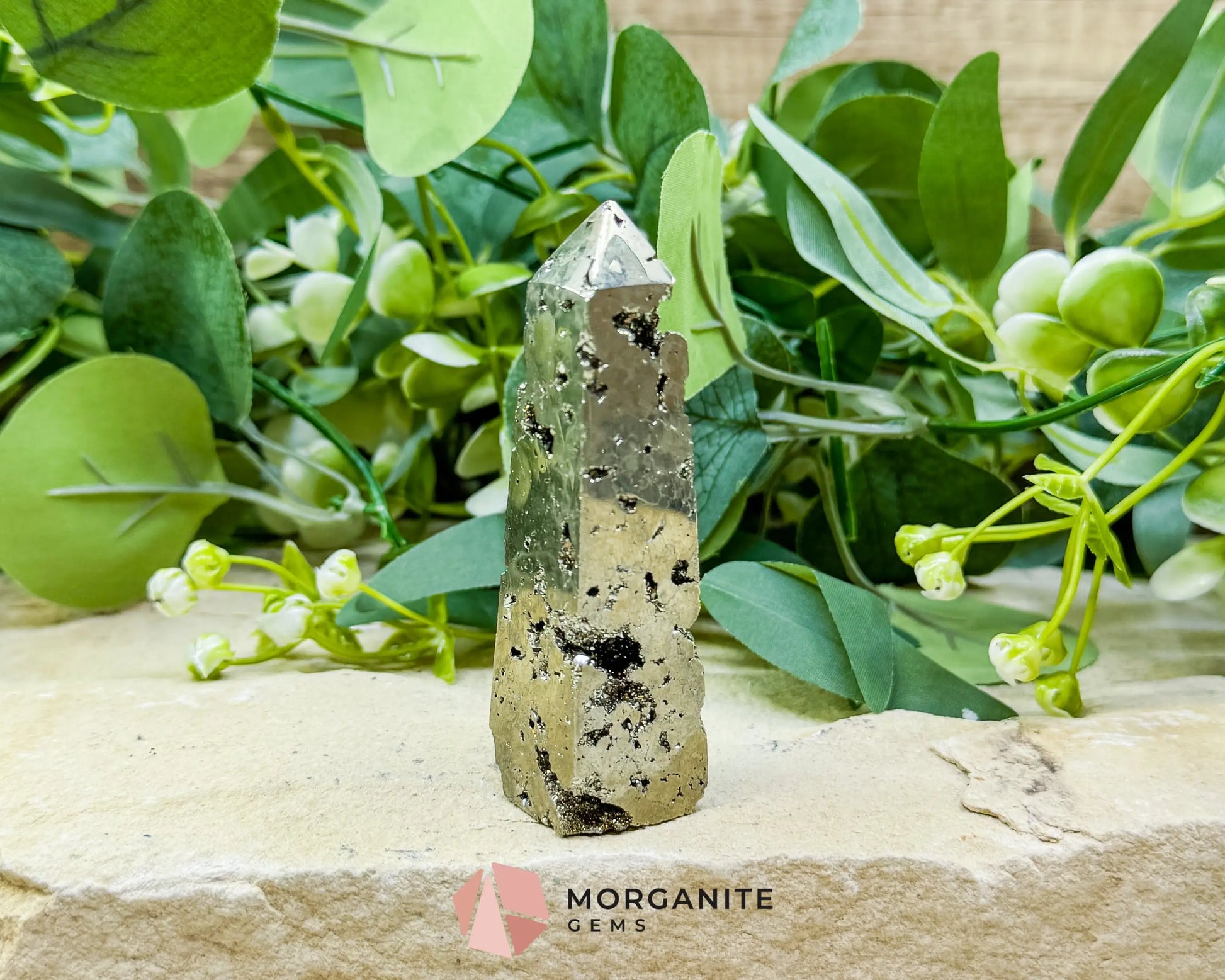 Polished Pyrite Crystal Tower Point No.1 (132g) - Direct Manifestation & Abundance Energy - Metaphysical Crystals