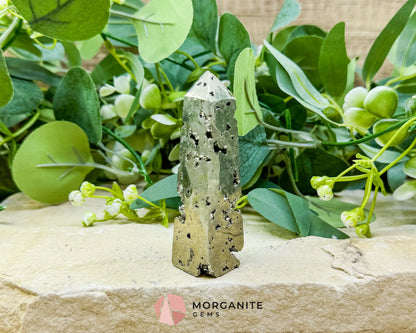 Polished Pyrite Crystal Tower Point No.1 (132g) - Direct Manifestation & Abundance Energy - Metaphysical Crystals