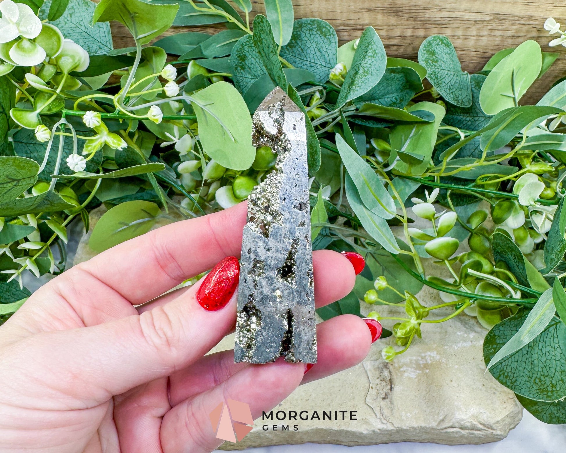 Polished Pyrite Crystal Tower Point No.2 (90g) - Focus & Willpower Manifestation Generator - Metaphysical Crystals