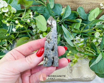 Polished Pyrite Crystal Tower Point No.2 (90g) - Focus & Willpower Manifestation Generator - Metaphysical Crystals