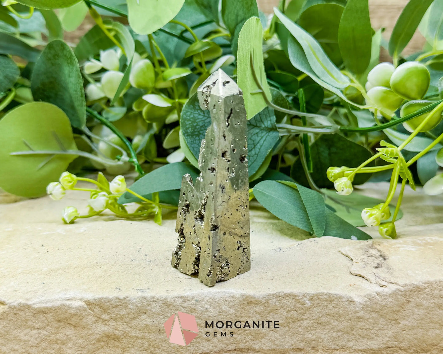 Polished Pyrite Crystal Tower Point No.2 (90g) - Focus & Willpower Manifestation Generator - Metaphysical Crystals