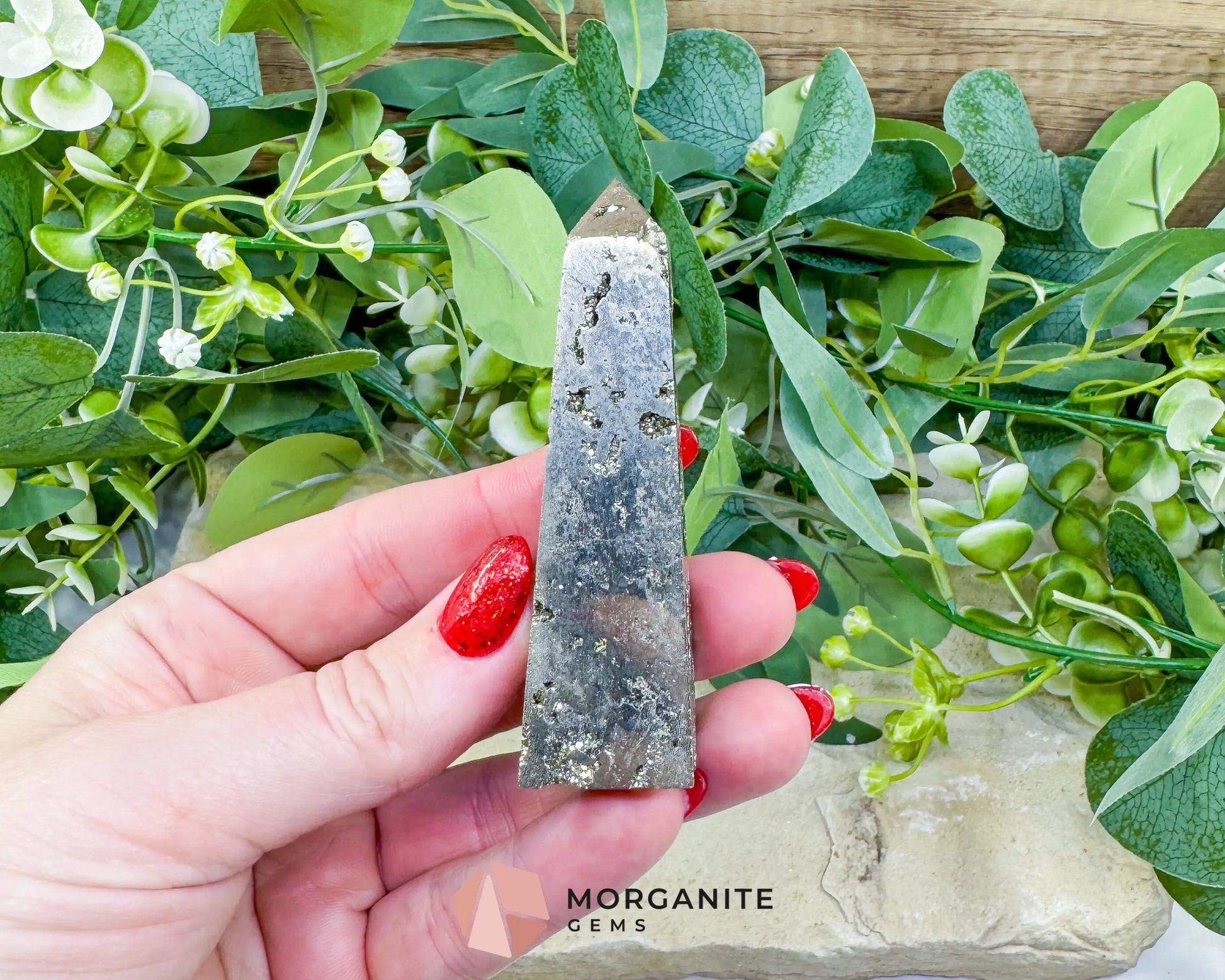 Polished Pyrite Crystal Tower Point No.2 (90g) - Focus & Willpower Manifestation Generator - Metaphysical Crystals