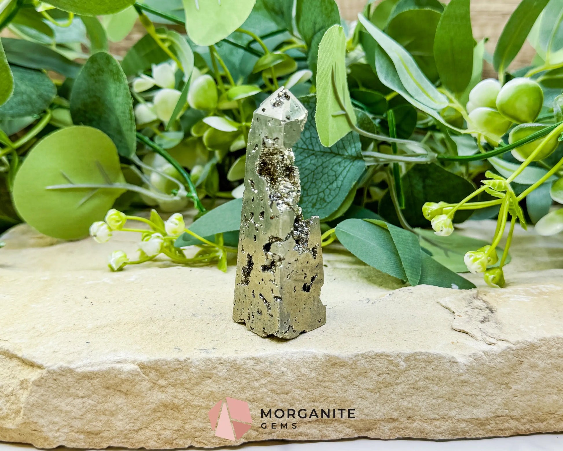 Polished Pyrite Crystal Tower Point No.2 (90g) - Focus & Willpower Manifestation Generator - Metaphysical Crystals