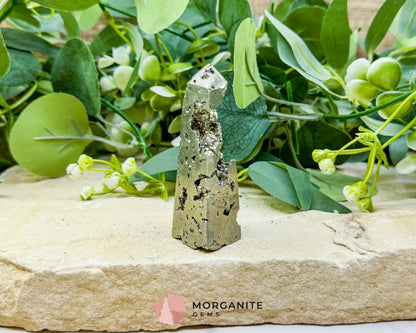 Polished Pyrite Crystal Tower Point No.2 (90g) - Focus & Willpower Manifestation Generator - Metaphysical Crystals