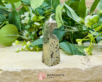 Polished Pyrite Crystal Tower Point No.2 (90g) - Focus & Willpower Manifestation Generator - Metaphysical Crystals