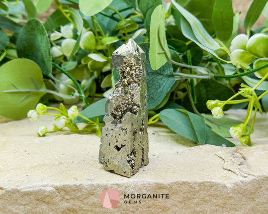 Polished Pyrite Crystal Tower Point No.2 (90g) - Focus & Willpower Manifestation Generator - Metaphysical Crystals