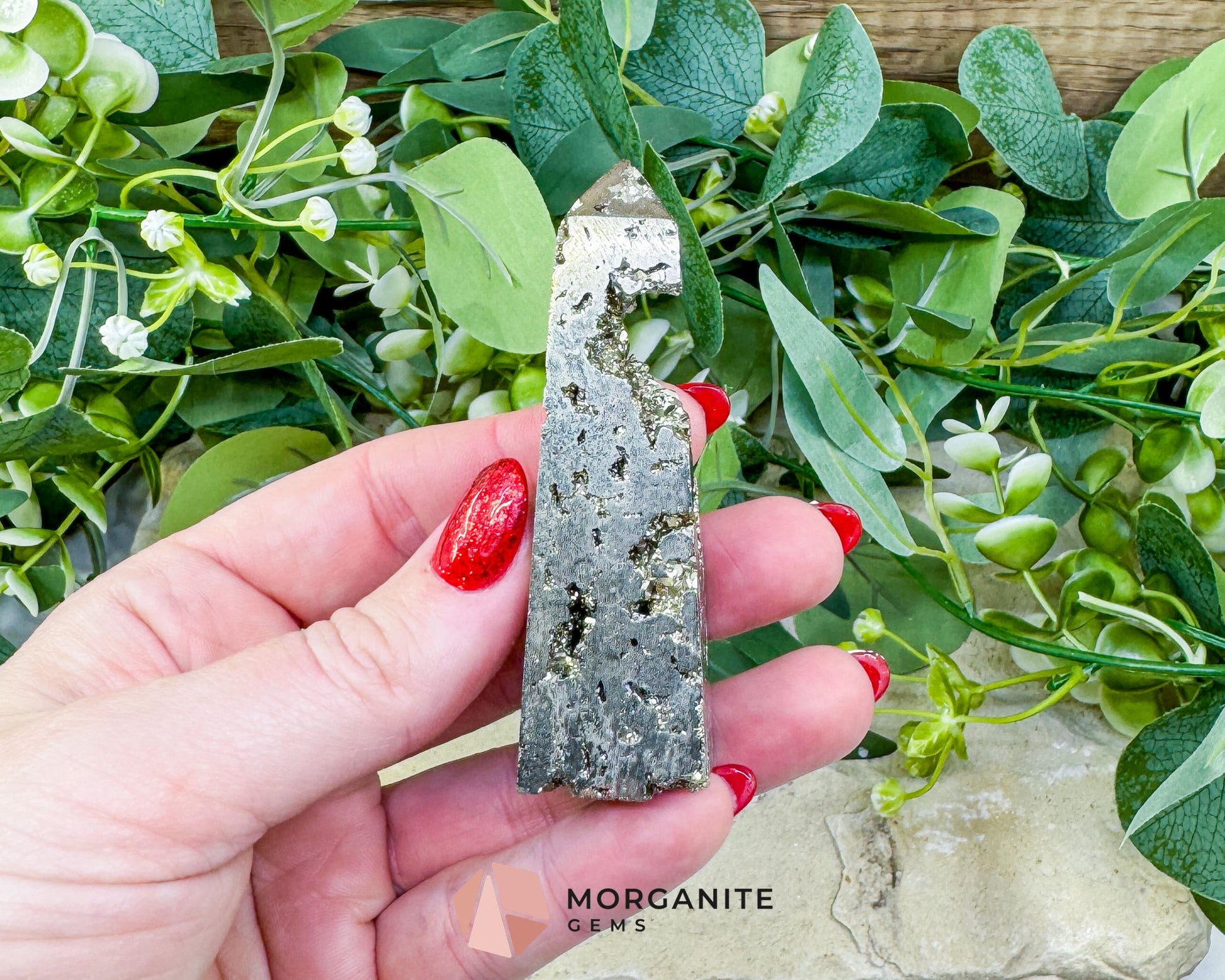 Polished Pyrite Crystal Tower Point No.2 (90g) - Focus & Willpower Manifestation Generator - Metaphysical Crystals