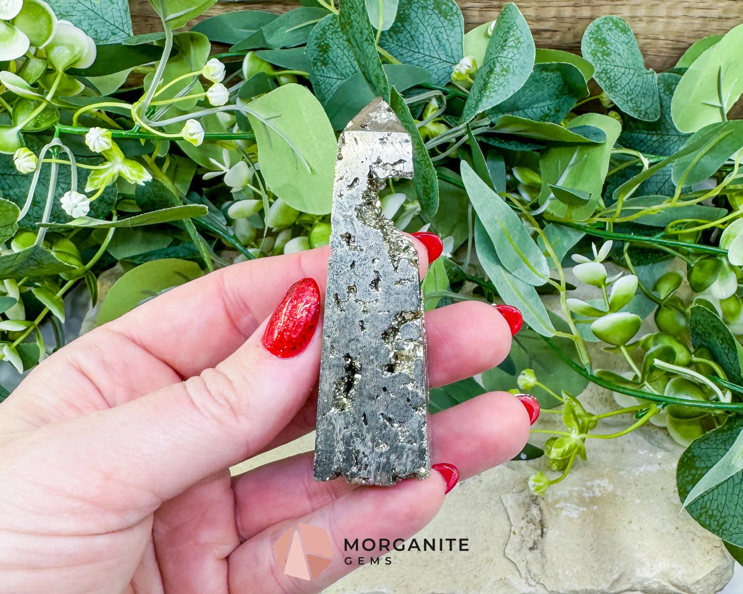 Polished Pyrite Crystal Tower Point No.2 (90g) - Focus & Willpower Manifestation Generator - Metaphysical Crystals