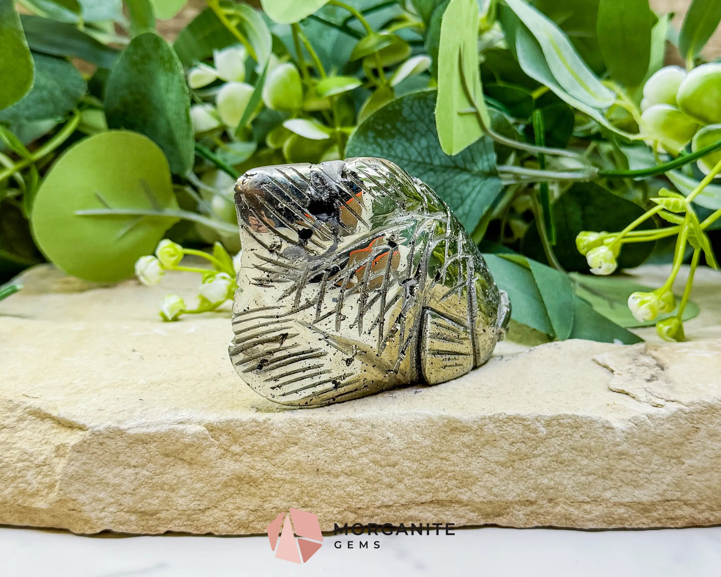 Polished Pyrite Fish Carving (248g) - Peruvian Abundance Talisman & Prosperity Charm - Metaphysical Crystals