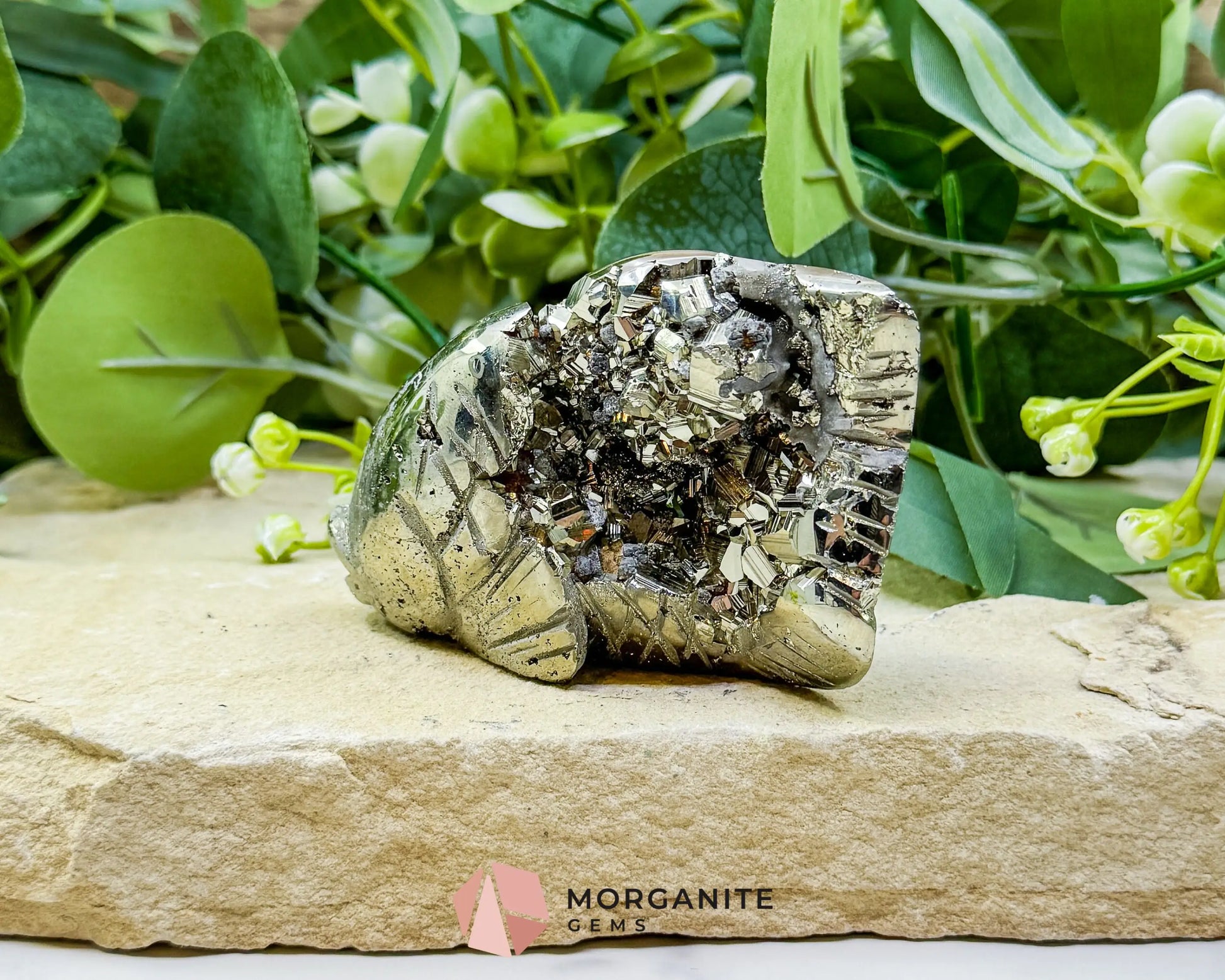 Polished Pyrite Fish Carving (248g) - Peruvian Abundance Talisman & Prosperity Charm - Metaphysical Crystals