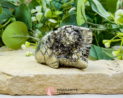 Polished Pyrite Fish Carving (248g) - Peruvian Abundance Talisman & Prosperity Charm - Metaphysical Crystals