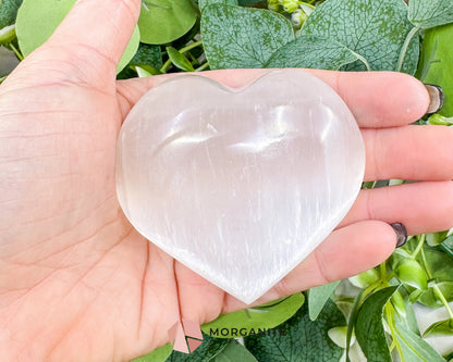 Polished Selenite Puffy Heart – Natural Moroccan Satin Spar for Divine Love Peace & Emotional Healing (Small Medium