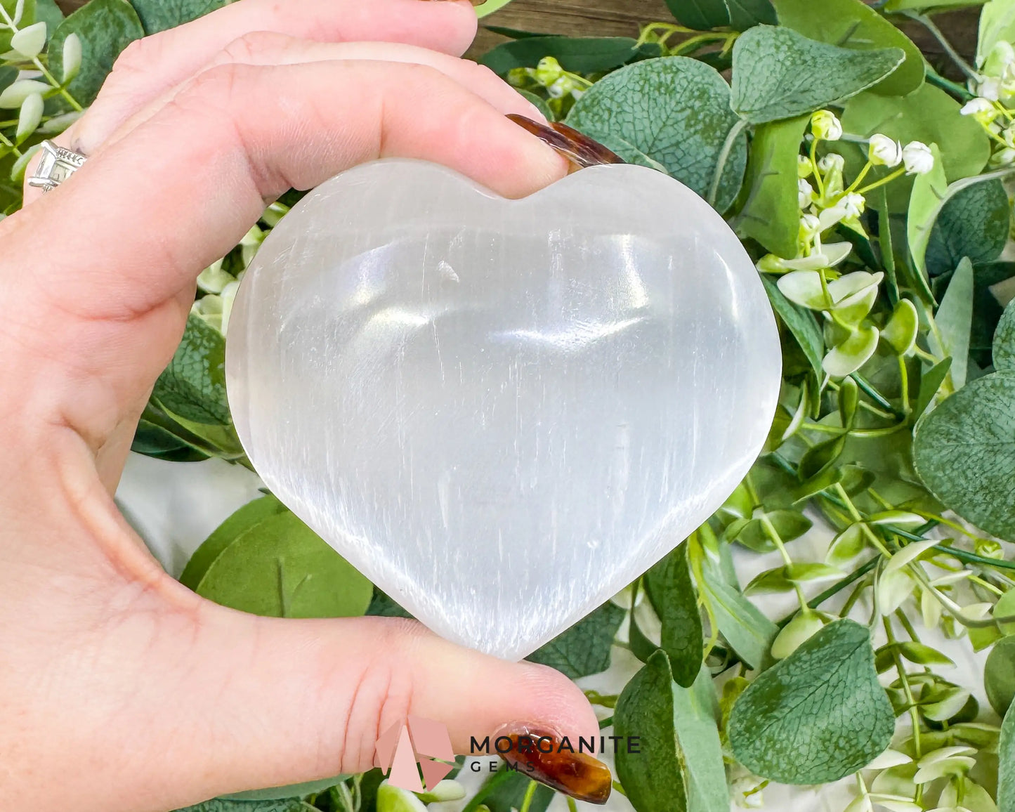 Polished Selenite Puffy Heart – Natural Moroccan Satin Spar for Divine Love Peace & Emotional Healing (Small Medium