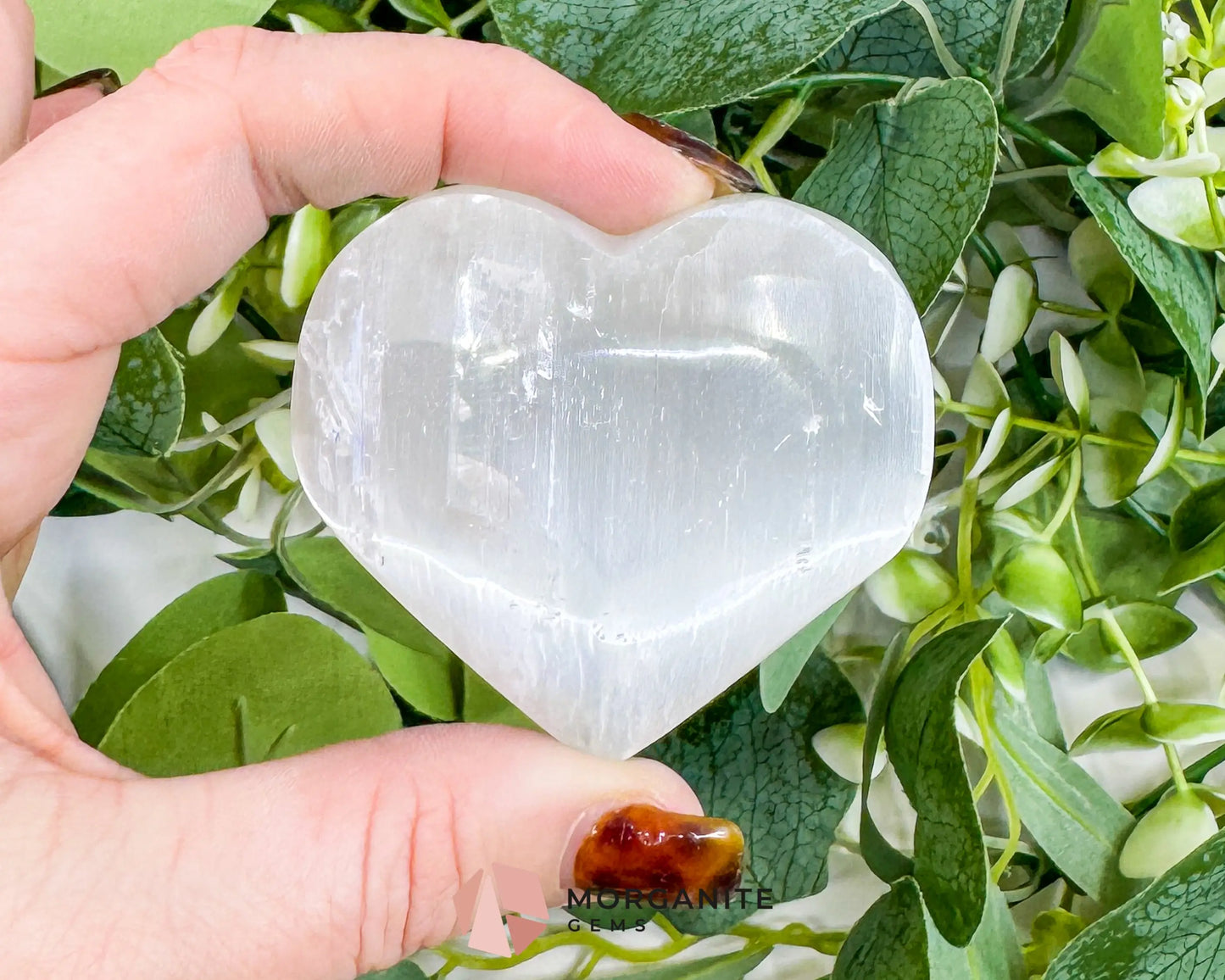 Polished Selenite Puffy Heart – Natural Moroccan Satin Spar for Divine Love Peace & Emotional Healing (Small Medium