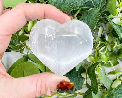 Polished Selenite Puffy Heart – Natural Moroccan Satin Spar for Divine Love Peace & Emotional Healing (Small Medium