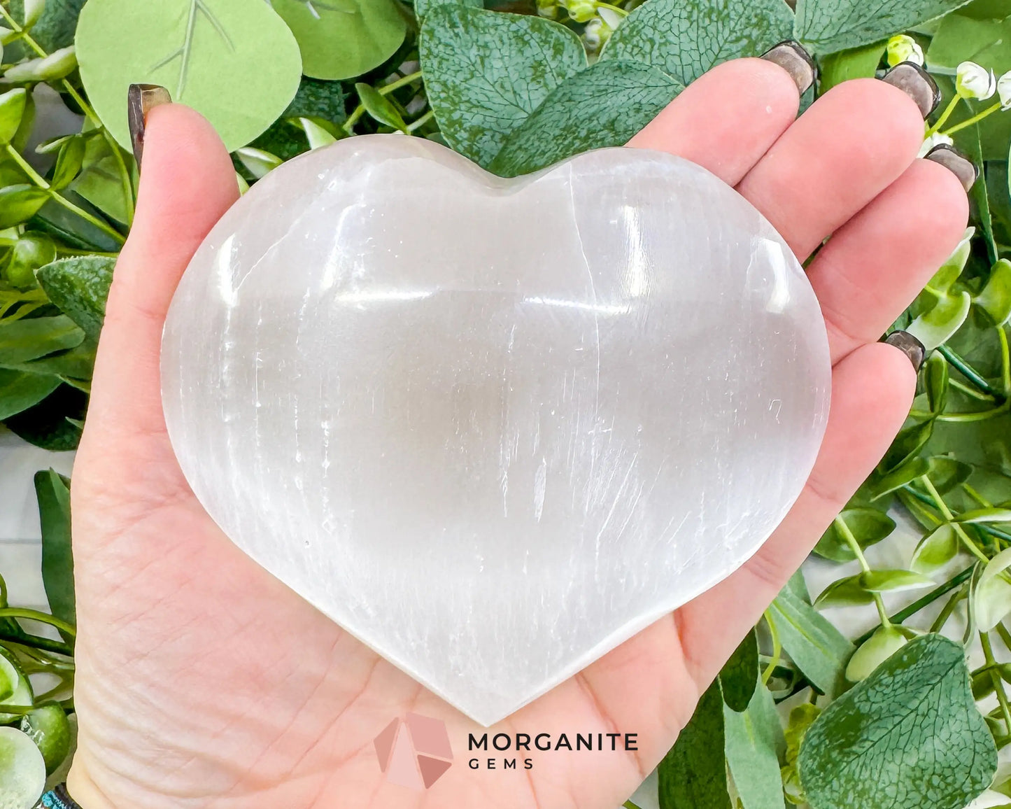 Polished Selenite Puffy Heart – Natural Moroccan Satin Spar for Divine Love Peace & Emotional Healing (Small Medium