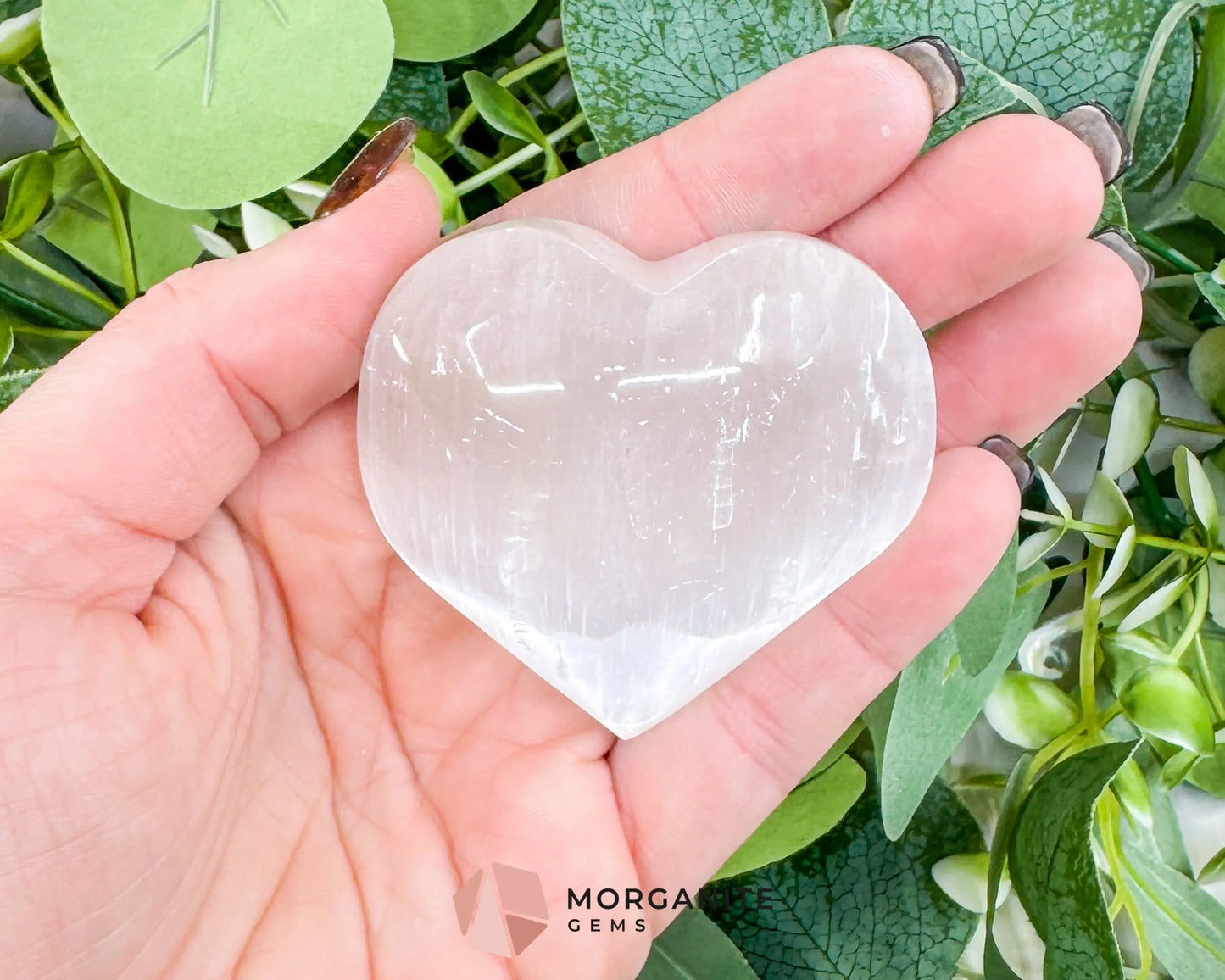 Polished Selenite Puffy Heart – Natural Moroccan Satin Spar for Divine Love Peace & Emotional Healing (Small Medium