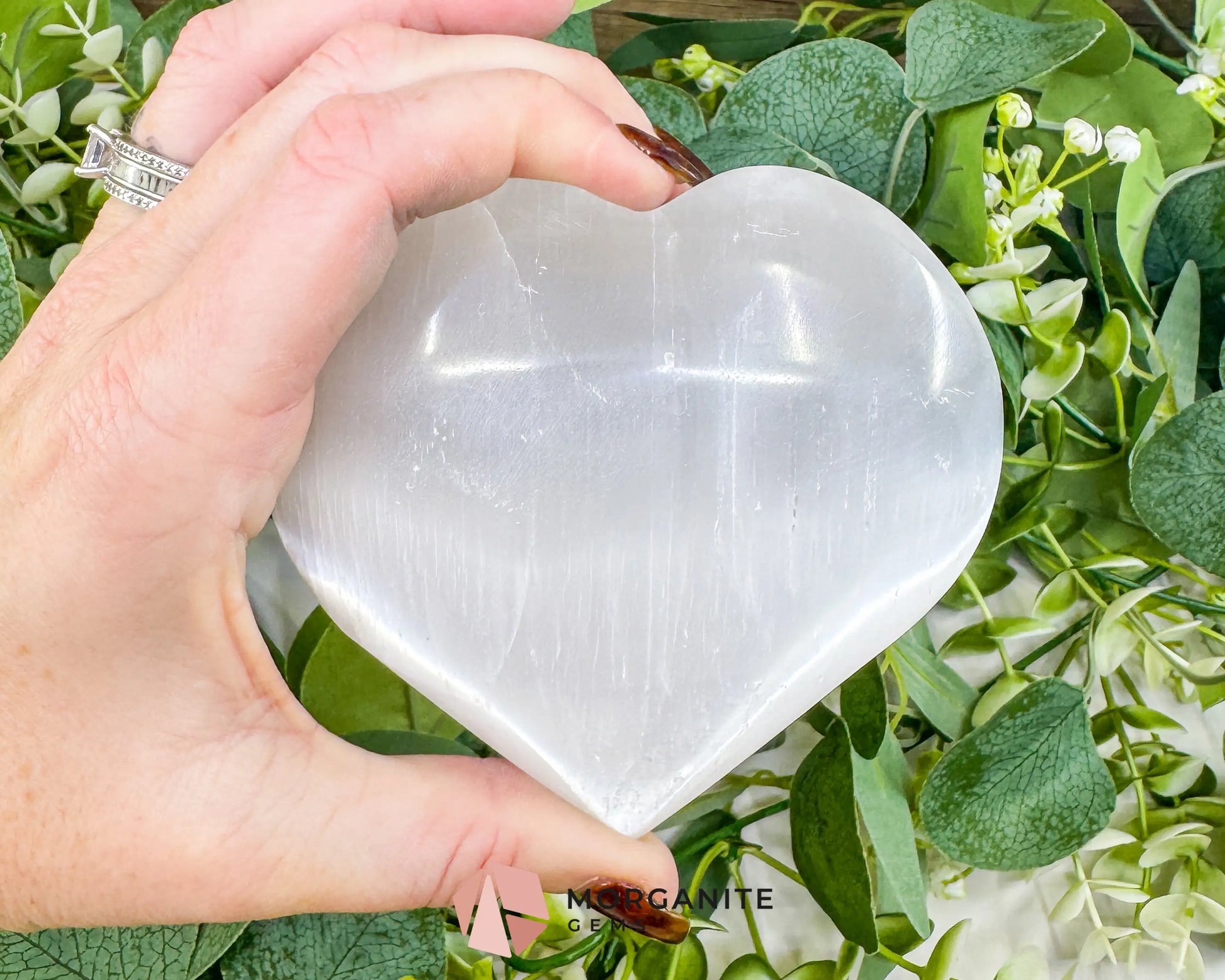 Polished Selenite Puffy Heart – Natural Moroccan Satin Spar for Divine Love Peace & Emotional Healing (Small Medium