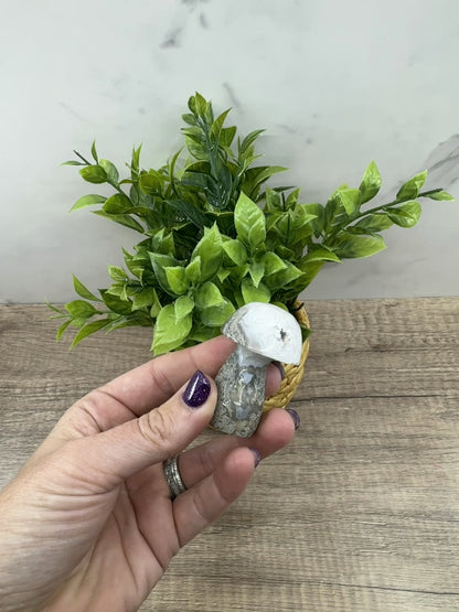 Moss Agate Mushroom Carving – Symbol of Growth and Grounding