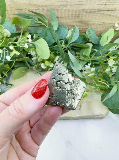 Polished Pyrite Crystal Pyramid No.2 (76g) - Prosperity, Grounding & Manifestation Tool