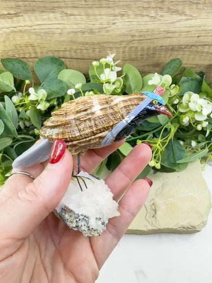 Quail Multi‑Stone Carving No. 3 – 3″ × 4.3″ × 2″ | 6 oz Hand‑Carved Figurine