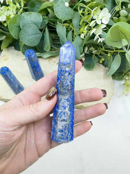 Lapis Lazuli Crystal Tower Obelisk | Third Eye Throat Chakra Wisdom Truth | 2 Size Options