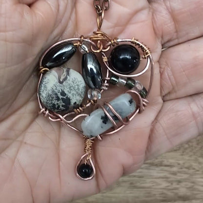 Boho Wire-Wrapped Abstract Stone Cluster Necklace by Chris J