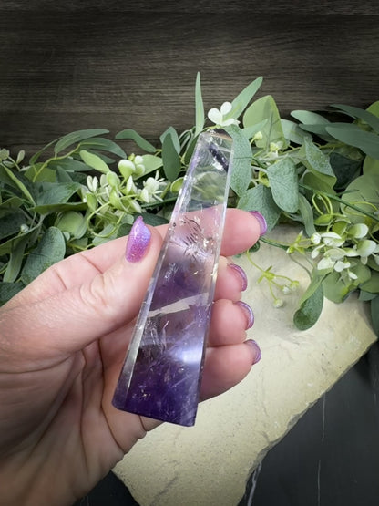 Phantom Amethyst Obelisk – AAA Polished Crystal Tower for Intuition, Healing & Spiritual Growth
