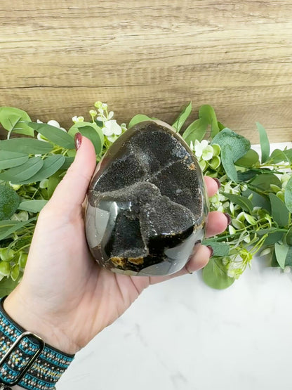 Septarian Dragon Egg Druzy Geode No. 1 – 4.2" × 3.3" × 3.1" | 1.83 lb Unique Crystal Specimen