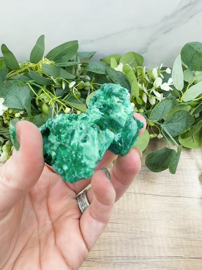 Velvet Malachite Cluster – 114g Natural Crystal for Heart Healing, Transformation & Protection