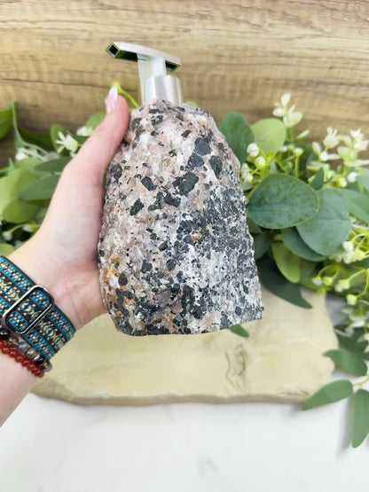 Tourmaline Quartz Soap Dispenser #3 – Handcrafted Natural Crystal Dispenser for Elegant Home Decor