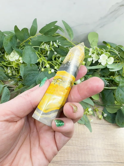 Bumble Bee Jasper Tower – 4" Polished Point for Confidence, Energy & Creativity