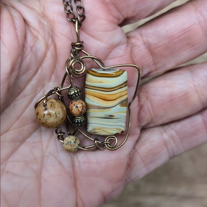 Boho Wire-Wrapped Earthy Swirl Necklace