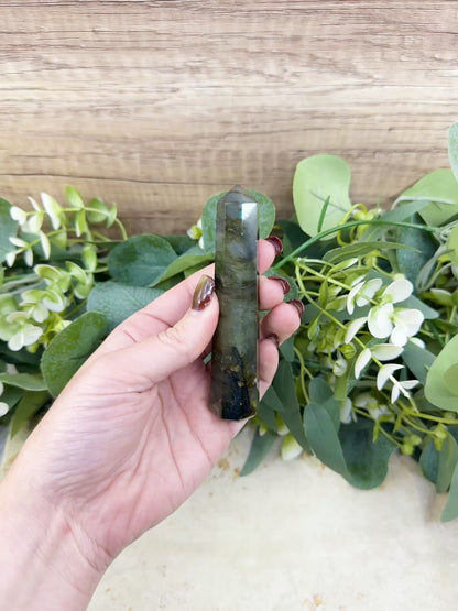 Labradorite Tower Crystal Point | Flashy Labradorite Obelisk for Intuition Protection & Transformation | Healing Stone