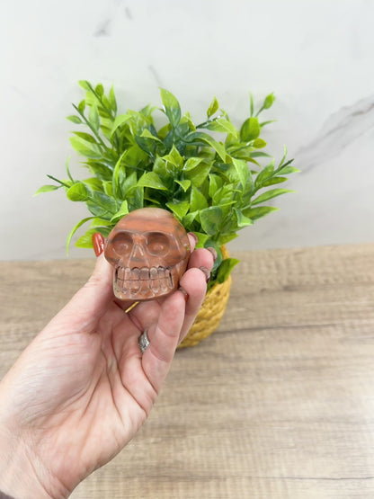 Matte Red Jasper Skull – Grounding & Protective Crystal Sculpture for Strength and Stability