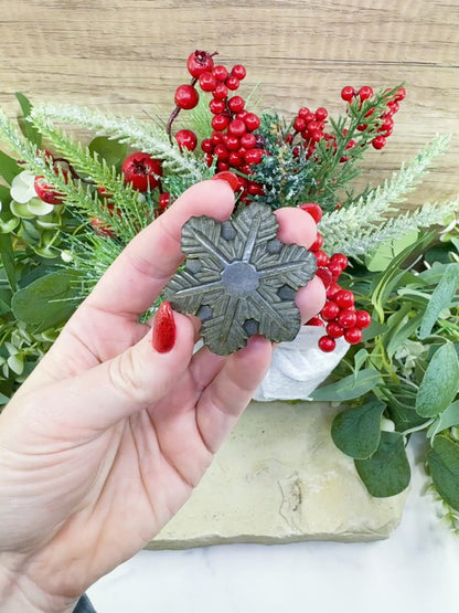 Gold Sheen Obsidian Snowflake Carving (1.5oz) - Holiday Prosperity Decor & Protective Shield