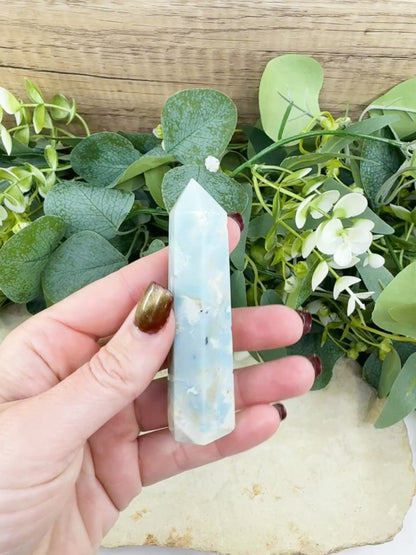Amazonite Tower Point Crystal 3.4-3.7" | Calming Truth Stone for Throat Chakra & Communication
