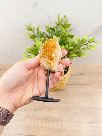 Raw Citrine on Metal Stand – Natural Healing Crystal for Abundance, Positivity & Energy