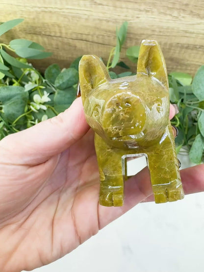 Hand-Carved Soapstone Undercut Pig (8oz) – Indian Artisan Stone Sculpture for Abundance & Good Fortune