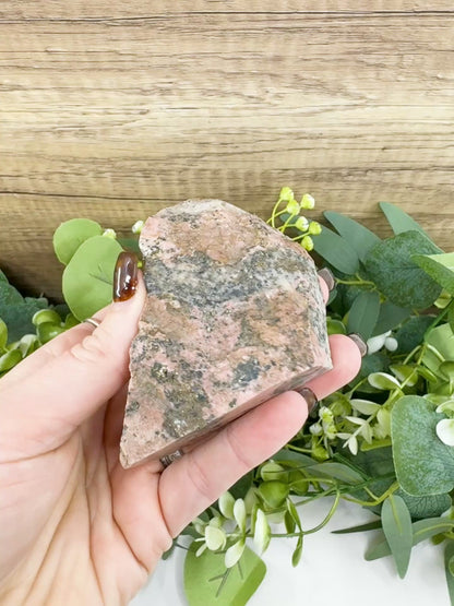Large Raw Rhodonite Specimen – 3.2" Natural Pink & Black Healing Crystal – 10oz Earthy Stone for Heart Chakra & Emotional Balance