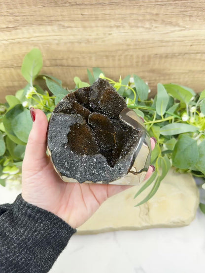 Septarian Dragon Egg Druzy Geode No. 2 – 4.8″ × 4.1″ × 2.8″ | 2.2 lb Earthy Crystal Specimen