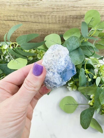 Raw Celestite Cluster No. 2 – Sky Blue Geode Specimen for High Vibration & Inner Peace