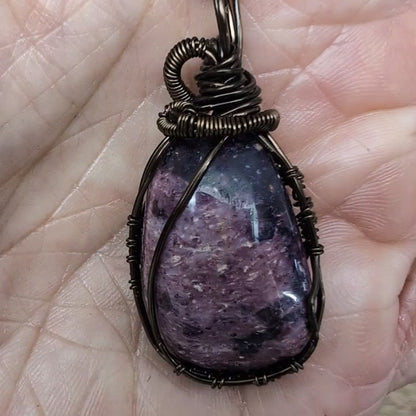 Wire-Wrapped Rubellite in Quartz with Mixed Wire Necklace