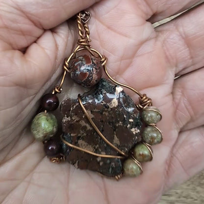 Boho Wire-Wrapped Rough Stone Centerpiece Necklace by Chris J